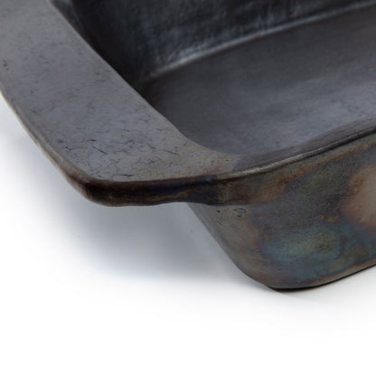 Terracotta Serving Tray - Black Burned Oven Tray for Cooking & Serving