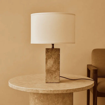 Rosie Travertinlampe | Baumwollschirm & Elegantes Design