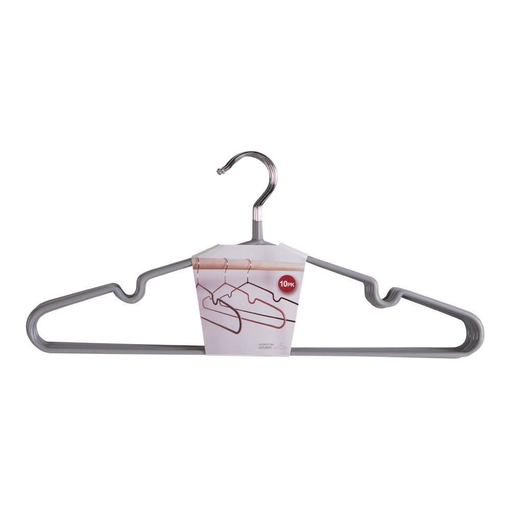Metal Clothing Hangers - Grey Non-Slip Closet Hangers, Set of 10