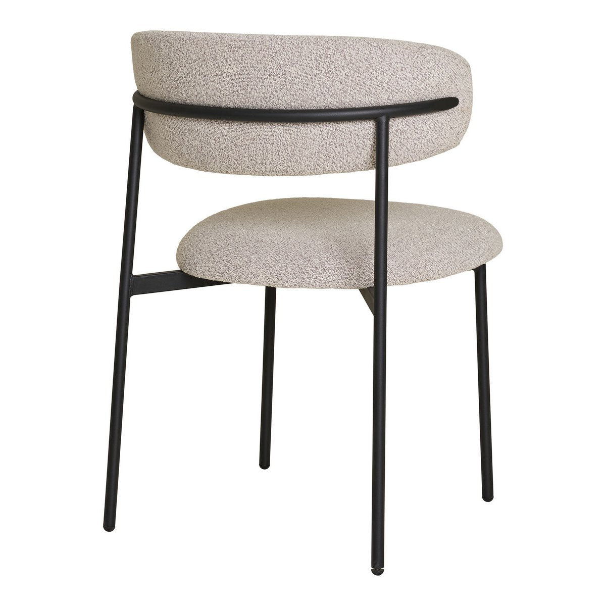 Bouclé Dining Chairs - Sand, Modern Set of 2 with Black Metal Legs