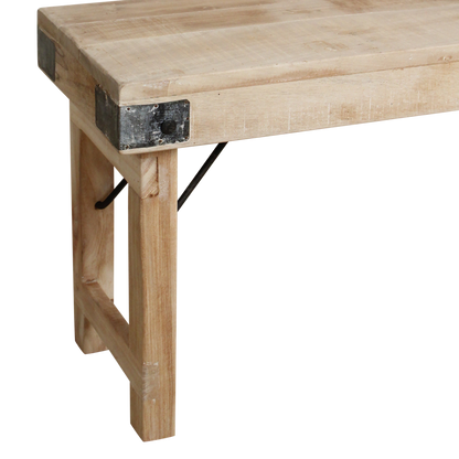 Limewash Folding Dining Bench – Rustic Seating, 120/160 cm