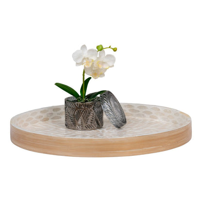 Tray - Tray, bamboo/capiz, beige, 40x40x3,5 cm