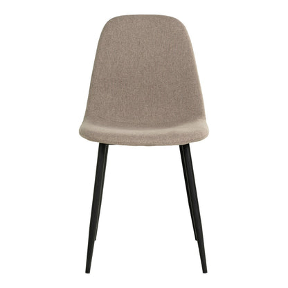 Stockholm Dining Chair - Stone, Polyester, Black Metal Legs - Set of 2