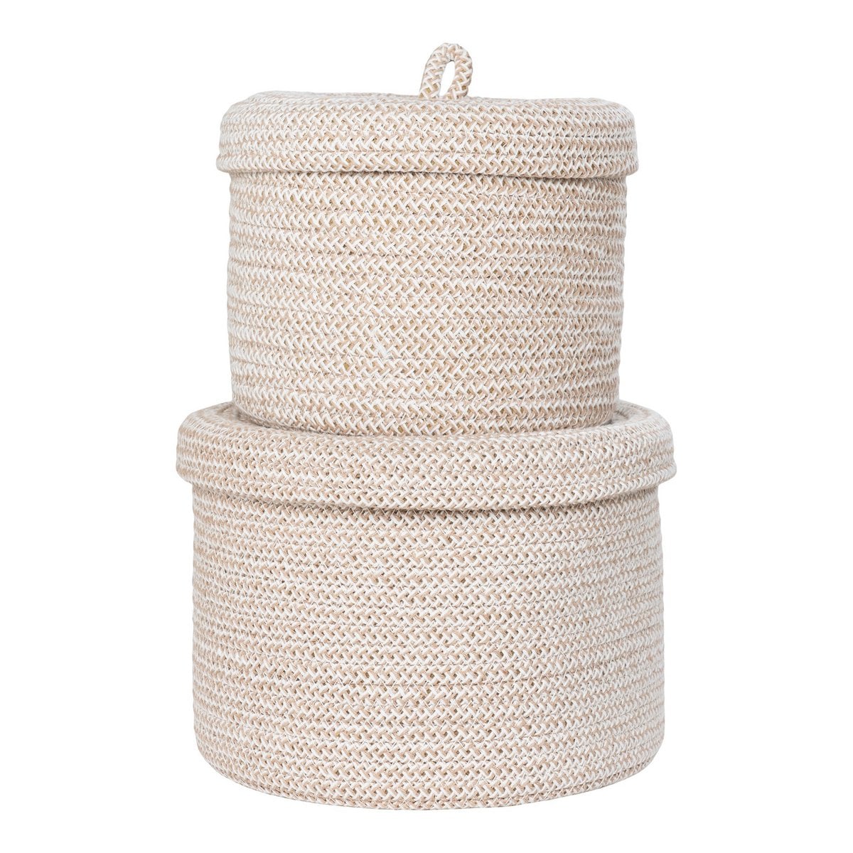 Sebal Basket - Basket with lid, cotton, beige, set of 2
