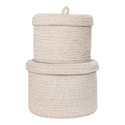 Sebal Basket - Basket with lid, cotton, beige, set of 2