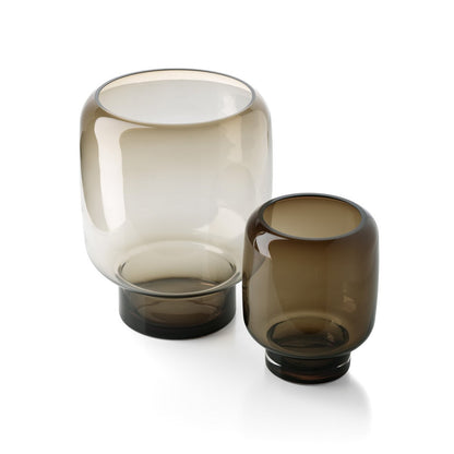 Recycled Glass Cube Vase - Smoky Brown Nordic Decor - Large