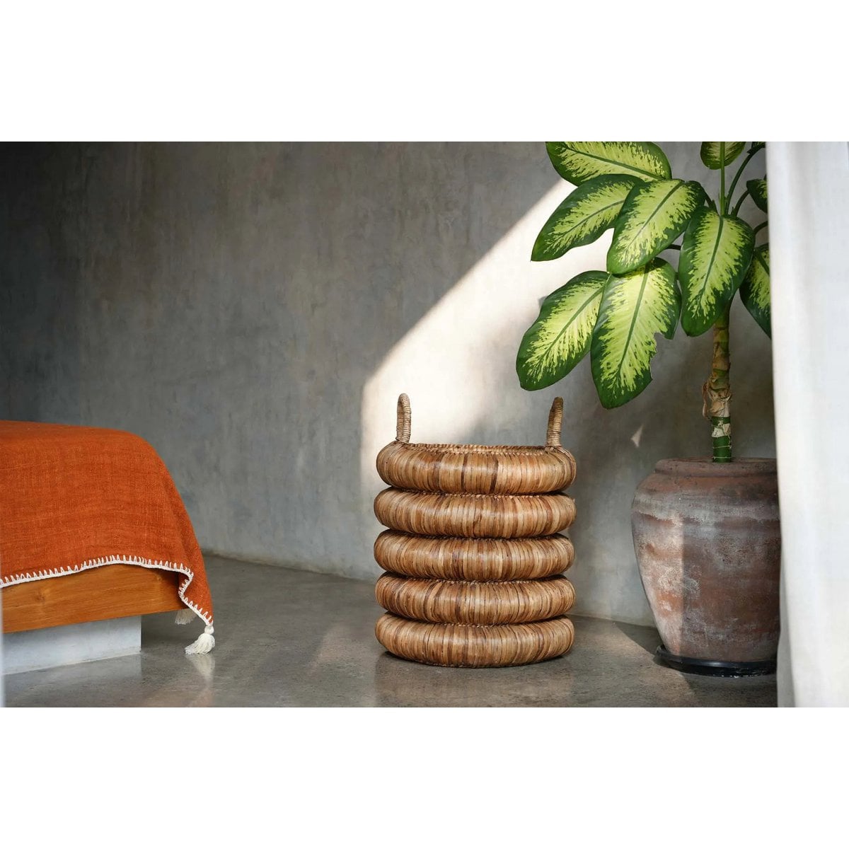 Chunky Water Hyacinth Basket with Handles for Storage & Laundry