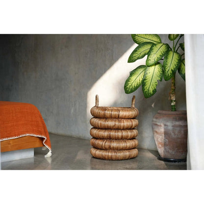 Chunky Water Hyacinth Basket with Handles for Storage & Laundry