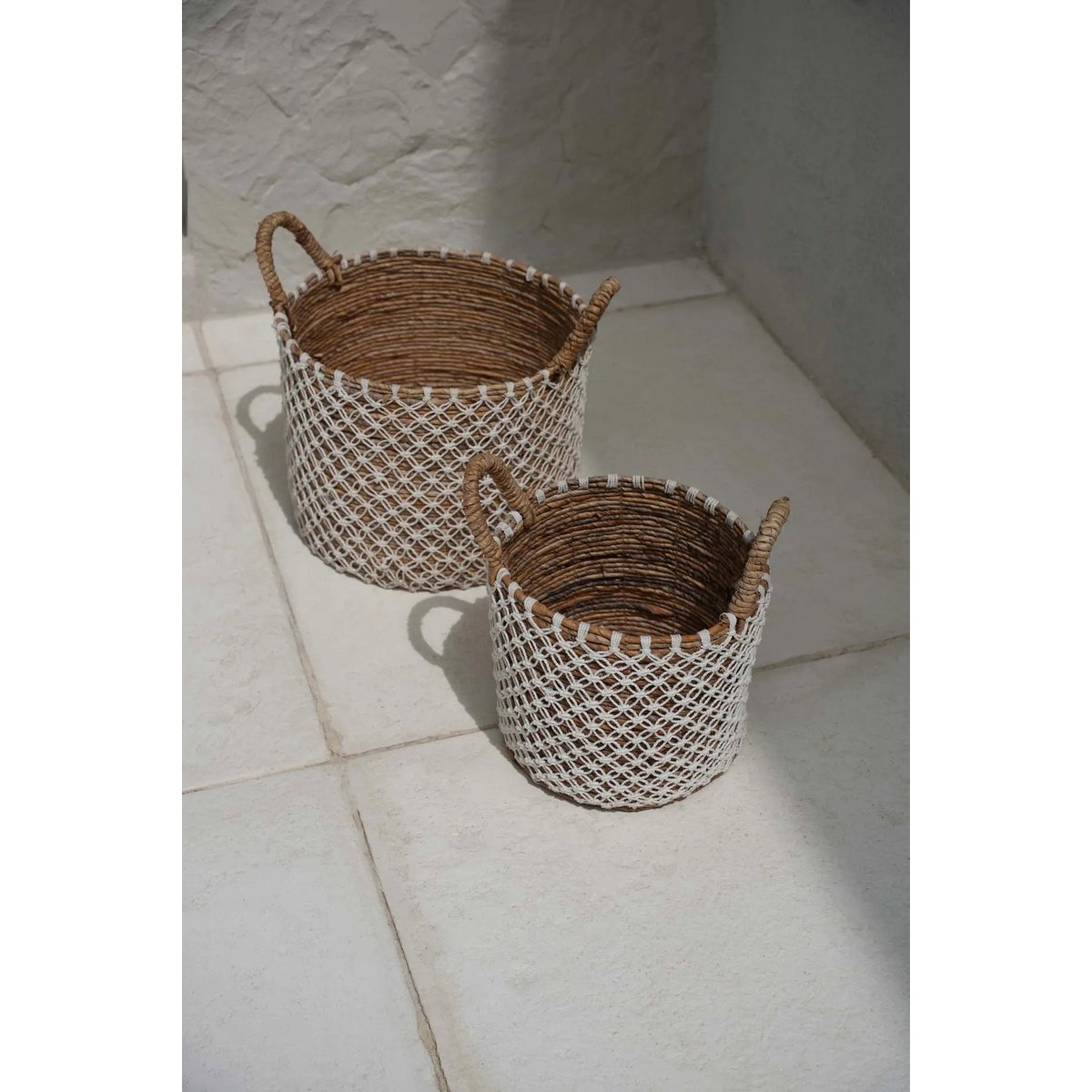 Macramé Basket - Cross Stitched - Medium
