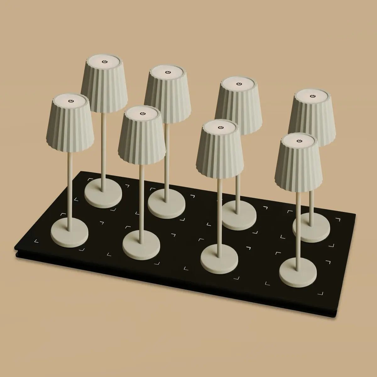 Shadow Grey Cordless Table Lamps - Set of 8 with Charging Station