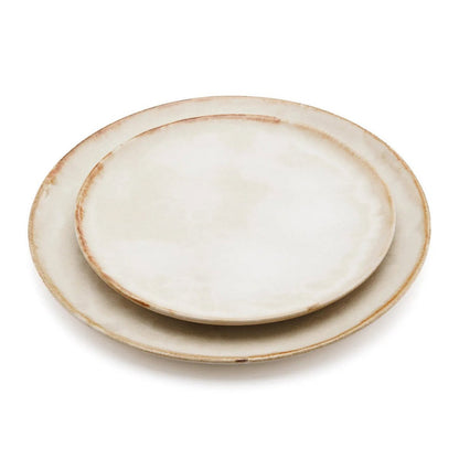 Stoneware Dinner Plate - Handmade Rustic Plate with Burnt-Umber Rim