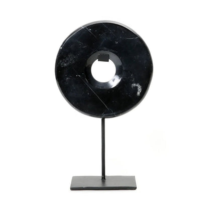 Black Marble Disc on Stand - Medium Size