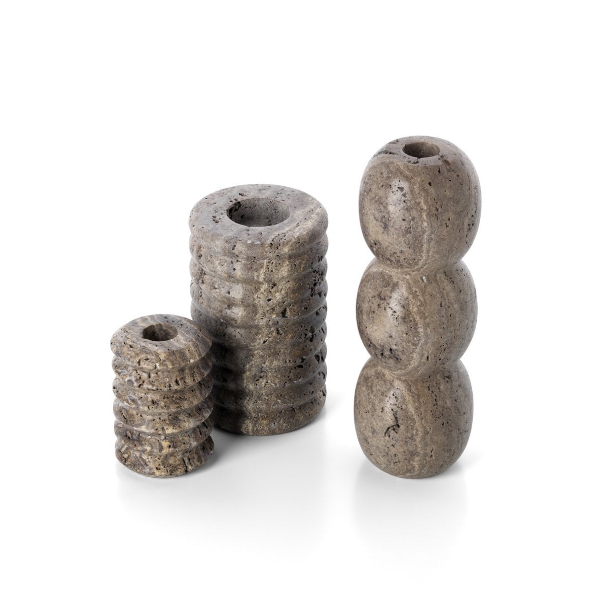 The Travertine Ripple Taper Candle Holder - Grey - S