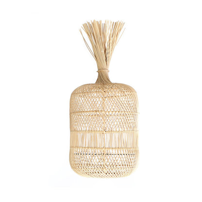 Natural Rattan Pendant Light – Handwoven Dumpling Lamp, Medium