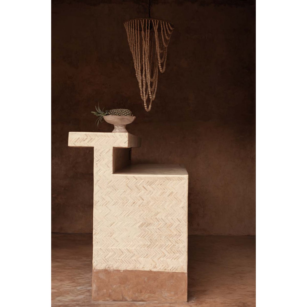 Resin Fruit Bowl Stand - Organic Pink and White Tiered Display