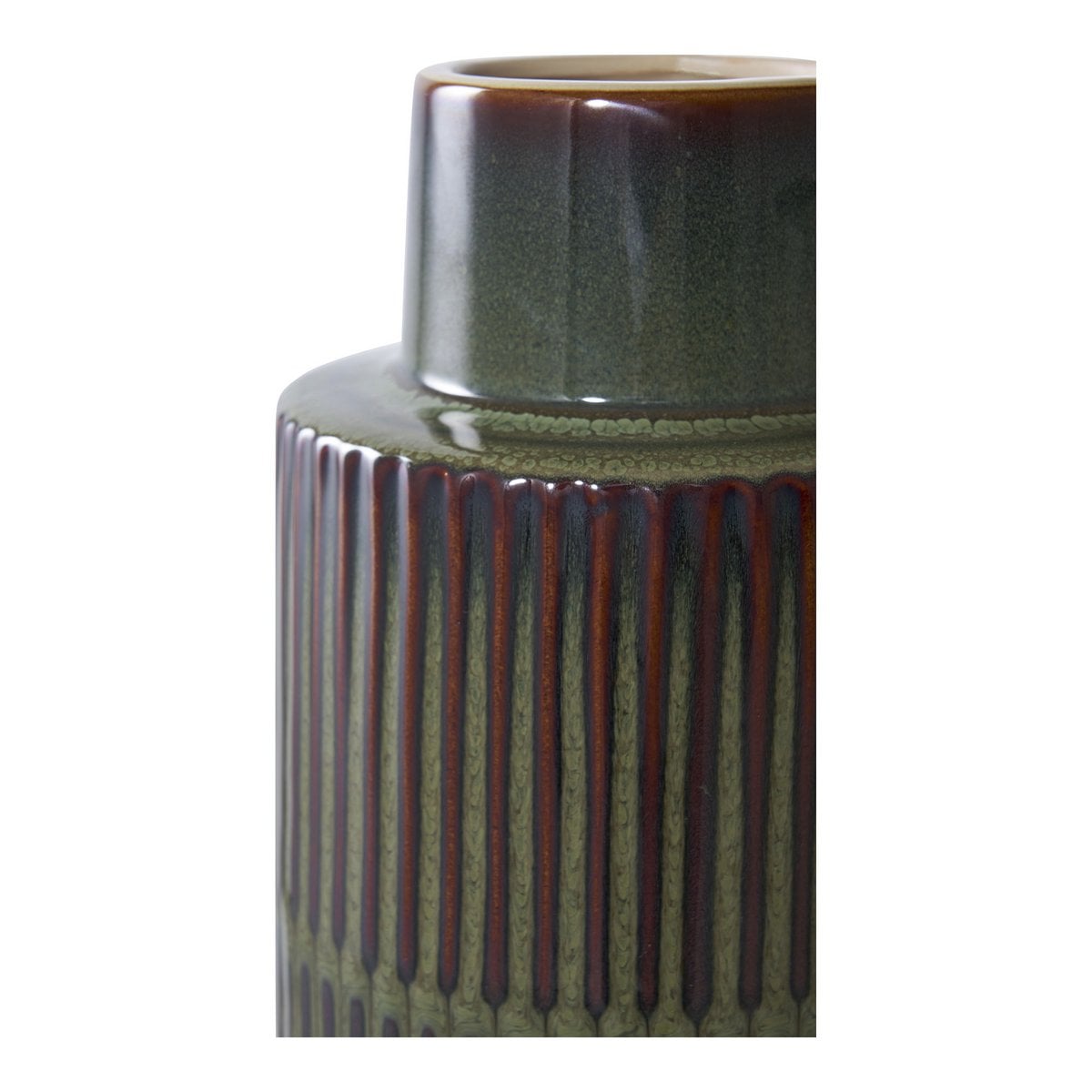 Ceramic Vase - Green and Brown Decorative Vase, ø16x30 cm
