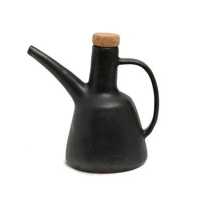 Stoneware Olive Oil Bottle - Matte Black Dispenser N°79