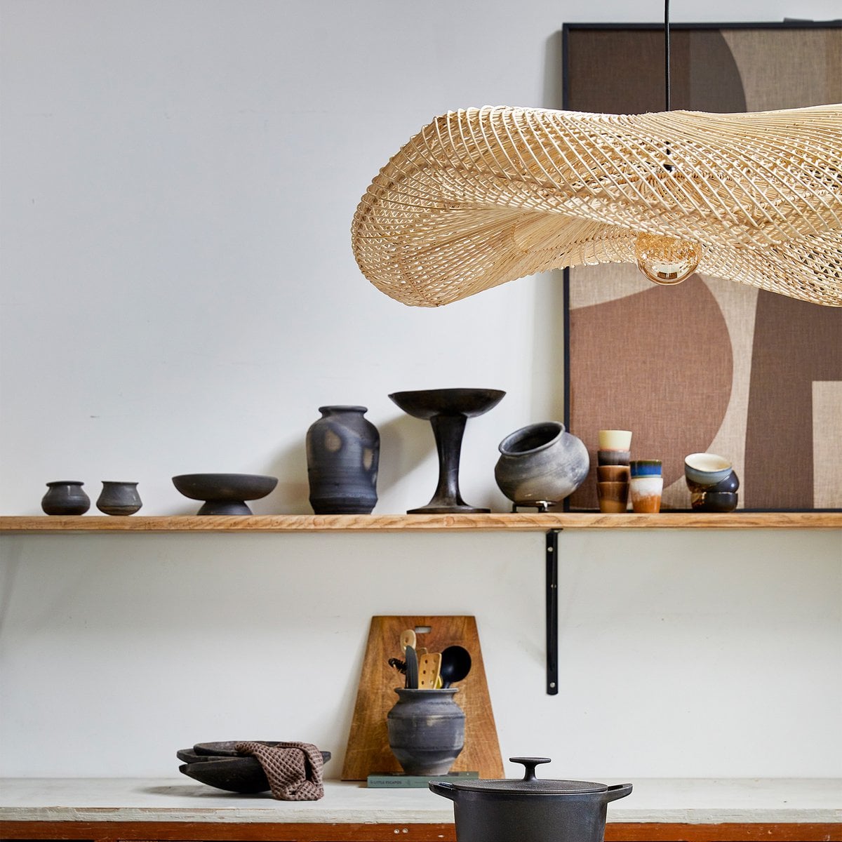 Wave hanging lamp Naturel XL