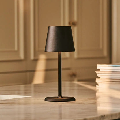 Cordless Table Lamp - Dimmable Black Metal Accent Light