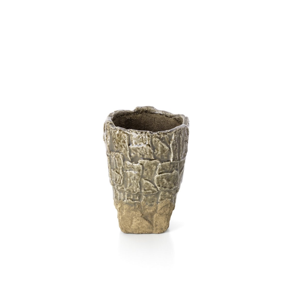 Stone Vase - Rock Texture Grey Stoneware - Small Size