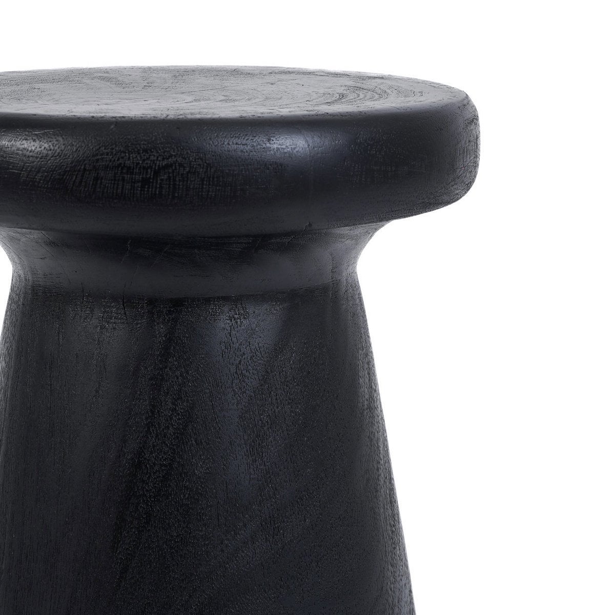 Suar Wood Stool - Black Minimalist Accent Stool