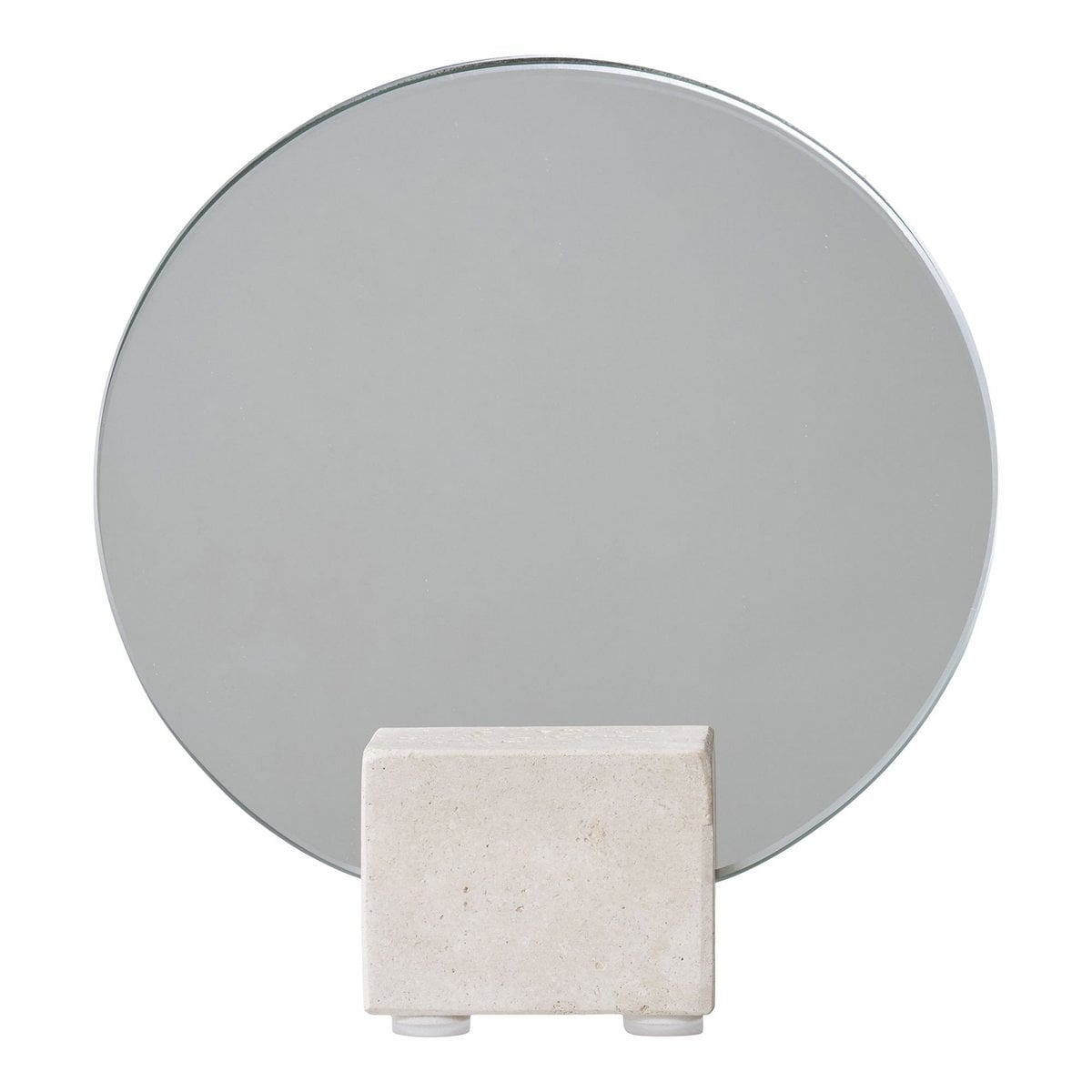 Travertine Table Mirror - Beige Makeup Vanity Mirror, 18cm