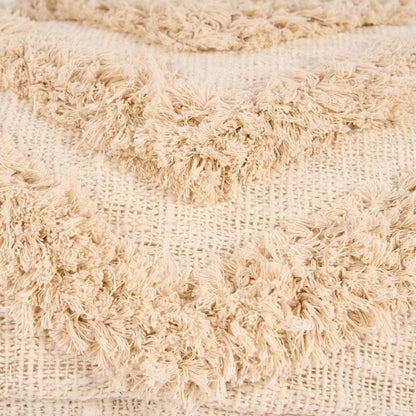 Cotton Tassel Cushion Cover - Cream Boho Throw Pillow, 35x60 cm