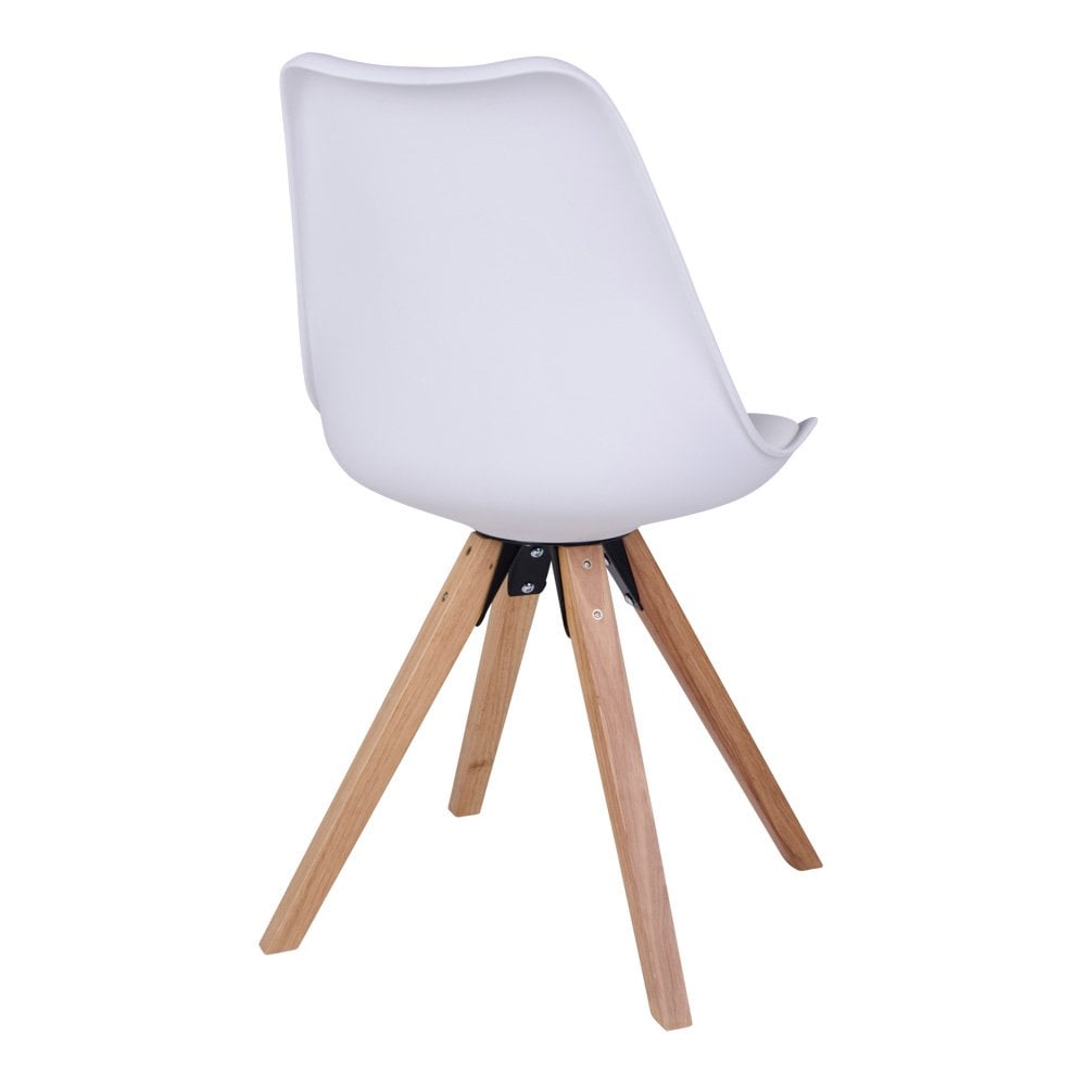 Bergen Dining Chair - PU Leather, Moulded Plastic, Rubberwood, White - Set of 2