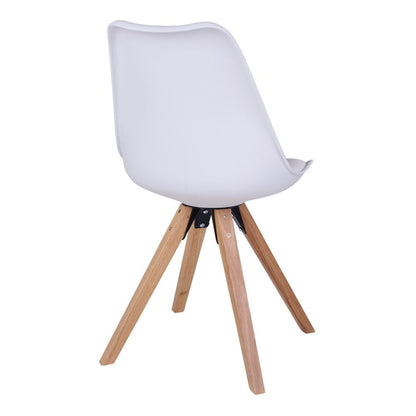 Bergen Dining Chair - PU Leather, Moulded Plastic, Rubberwood, White - Set of 2