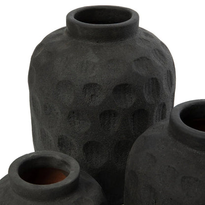 Terracotta Vase - Black Trendy Vase for Home Decor - Medium
