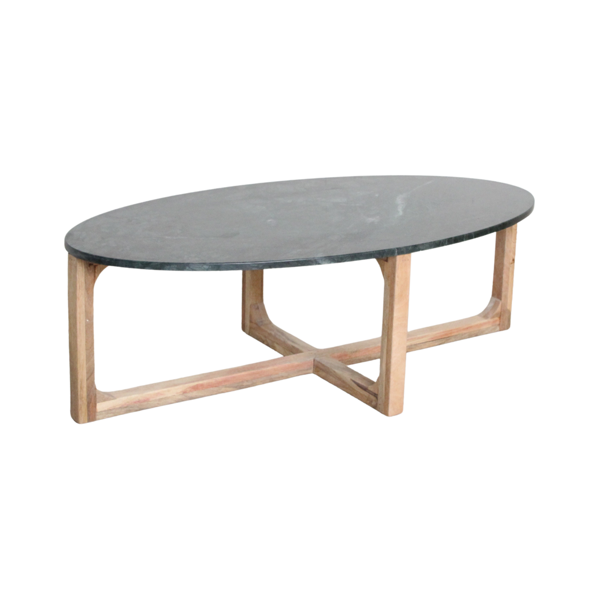 Oval marble coffee table - Green - 120x60x38 cm