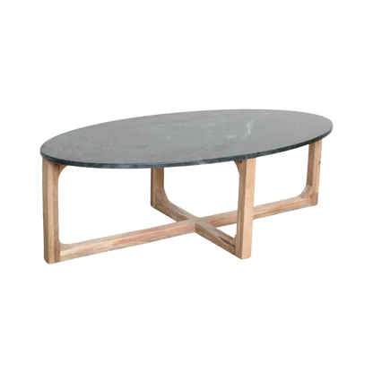 Oval marble coffee table - Green - 120x60x38 cm
