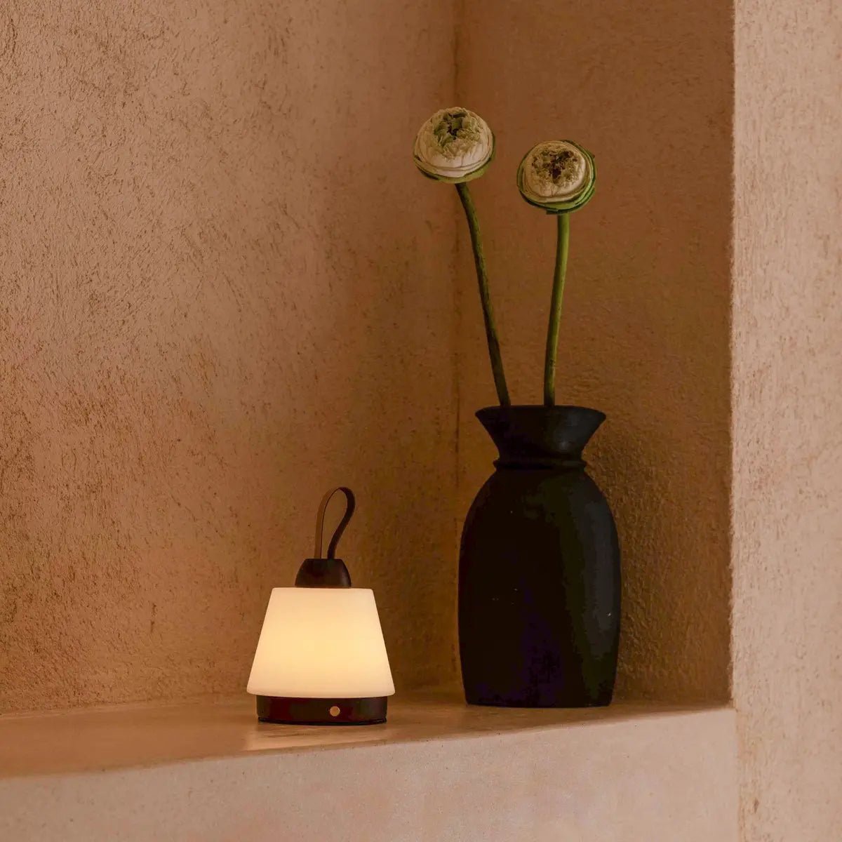 Dark Brown Rechargeable Table Lamp – Leather Strap & 3 Light Modes