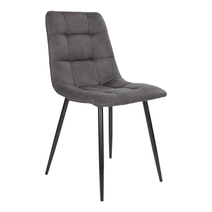 Middelfart Dining Chair - Microfiber, Steel, Grey - Set of 2