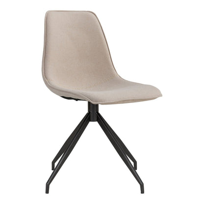 Sand Polyester Dining Chairs with Black Swivel Base - Set of 2