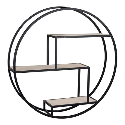 Steel and Wood Shelf - Black & Natural Rotterdam Display, 62cm