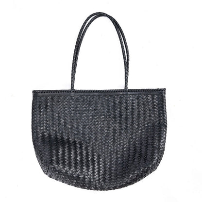 Black Leather Shopper Bag - Handmade Execu-Shopper