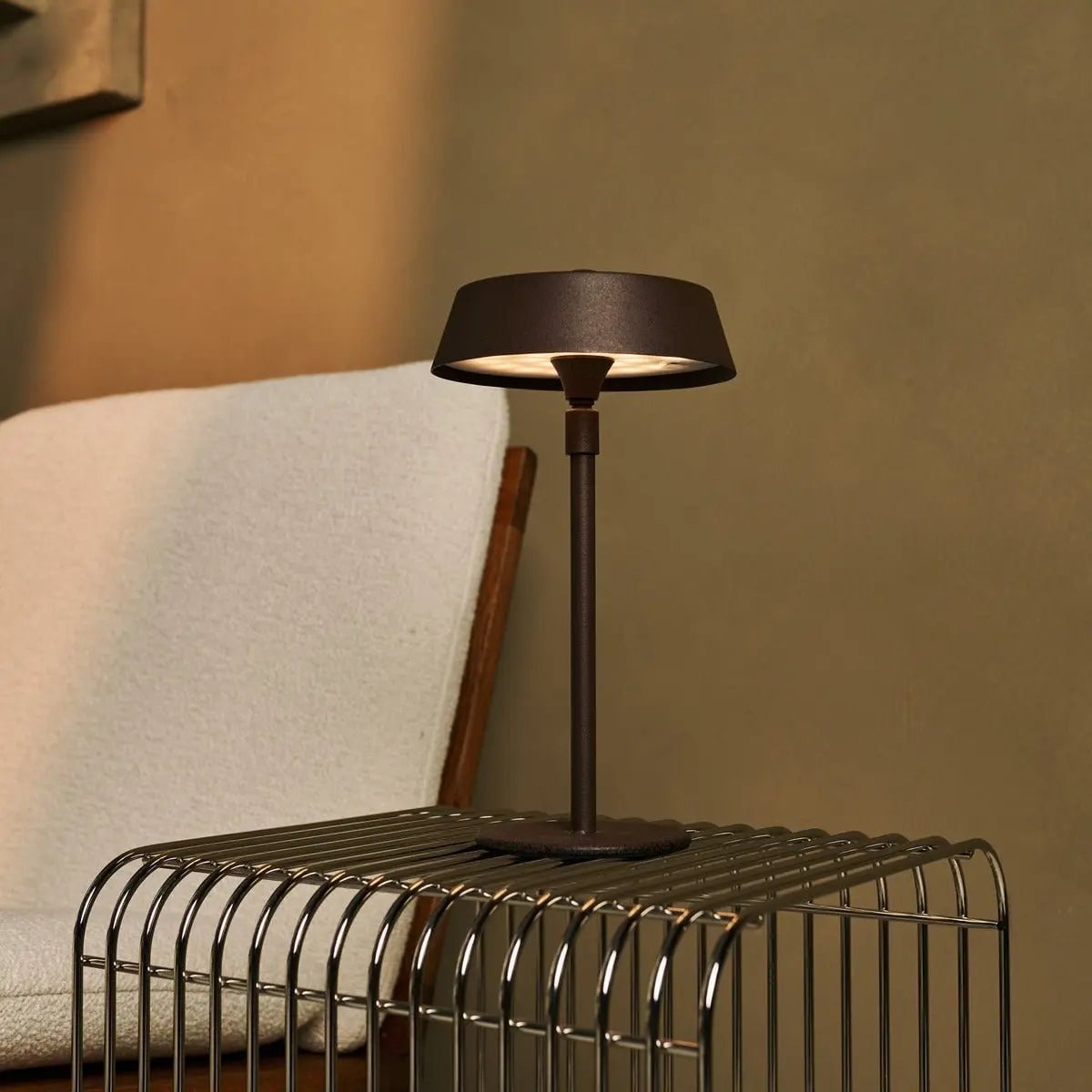 Mocha Brown USB Table Lamp | Dimmable Minimalist Bedside Light