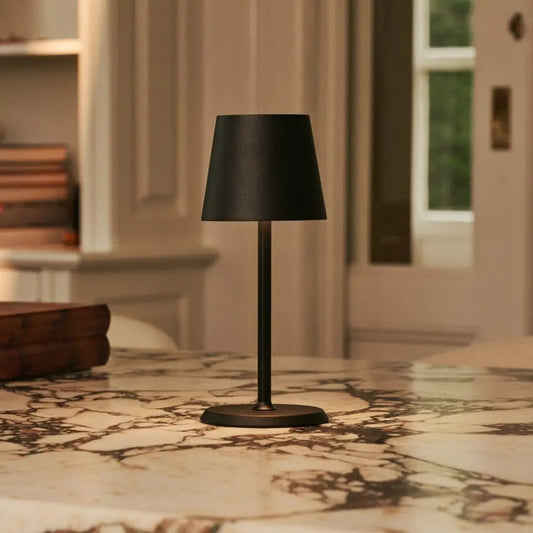 Cordless Table Lamp - Dimmable Black Metal Accent Light