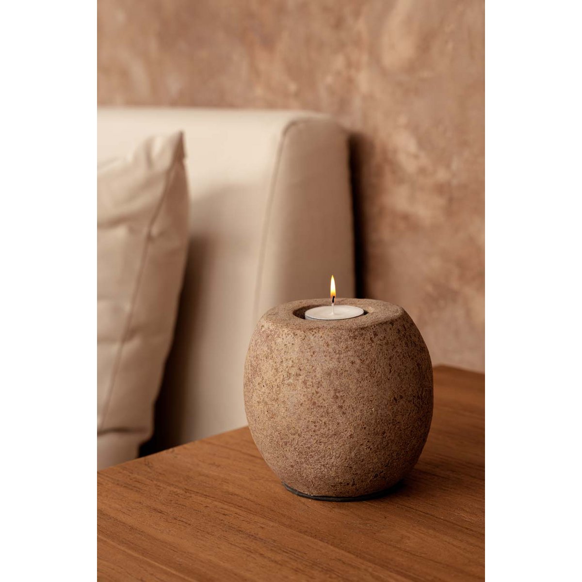 Terracotta Tea Light Candle Holder - Brown Cavestone Design
