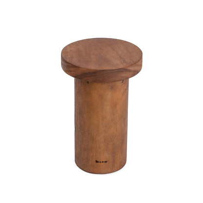 Solid Teak Wood Side Table - Organic Modern Accent Table - Natural