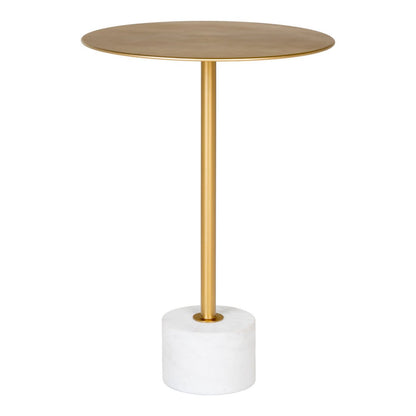 Marble Side Table with Brass Frame – Modern Accent Table, 41x58cm