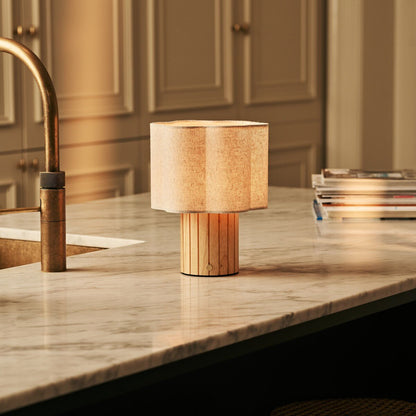 Linen Rechargeable Table Lamp - Light Brown, Cordless & Adjustable