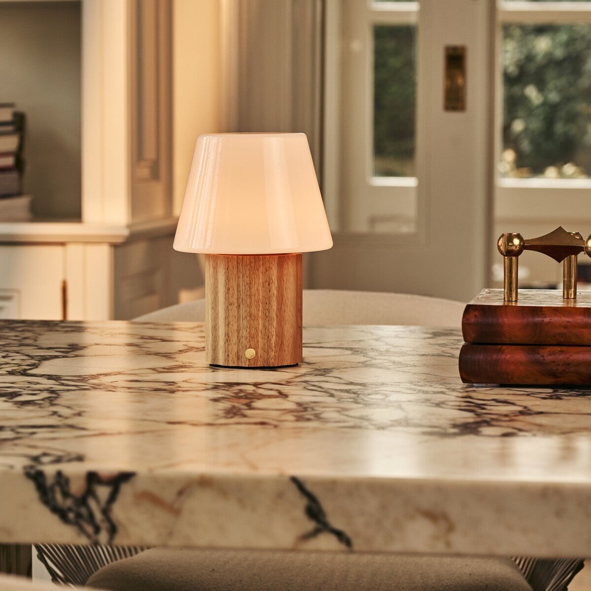 Javi Light Brown Rechargeable Table Lamp | Versatile, Wood & Up to 100 Hours of Light