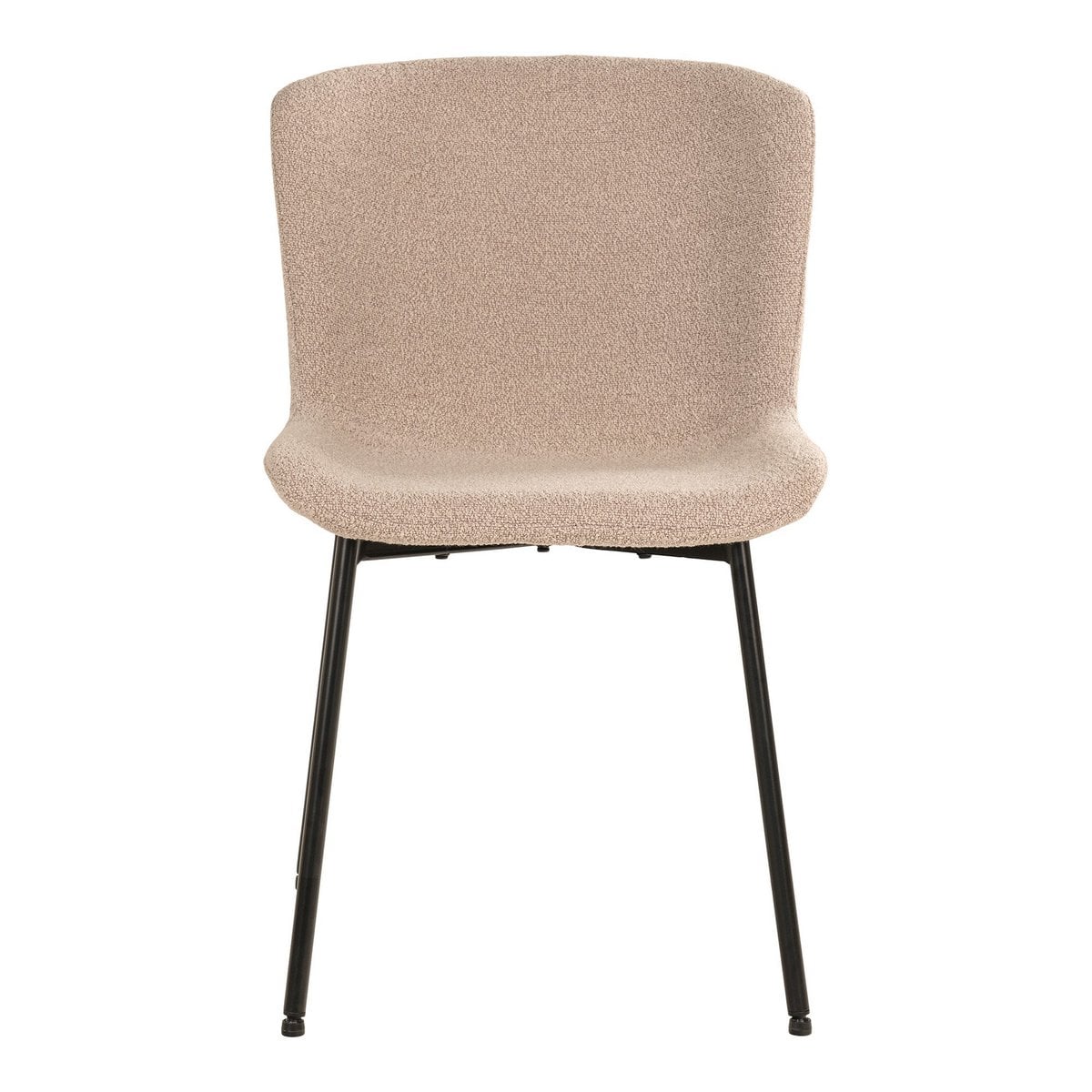 Bouclé Dining Chairs - Beige, Black Legs - Modern Set of 2