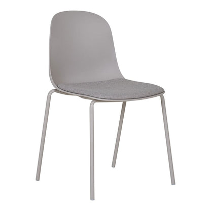 Light Grey Fabric Dining Chairs - Modern Stackable Set of 2