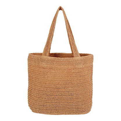 Paper Straw Tote Bag - Natural Woven Design, 31x46 cm