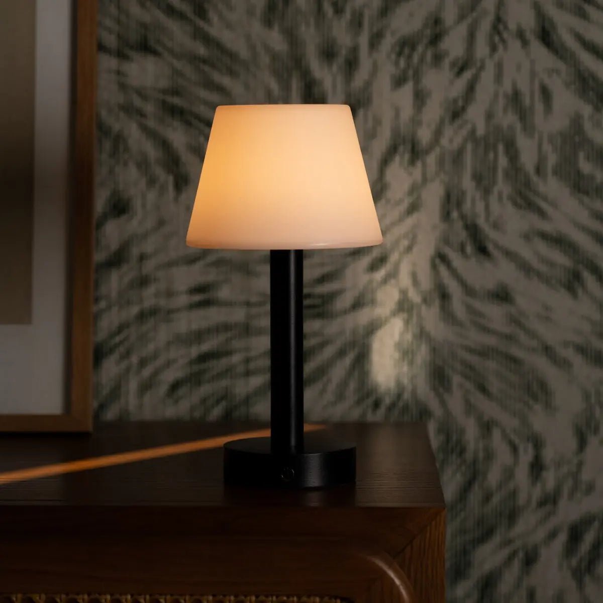 Zoë Black Wooden Rechargeable Table Lamp | Dimmable, USB-C & Up to 80 Hours of Battery Life