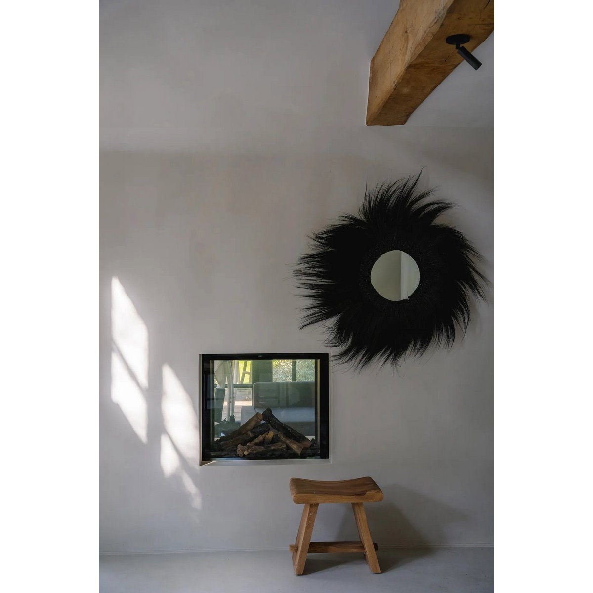 Wall Mirror Rayung Grass – Black Boho Chic Simba Style, Large
