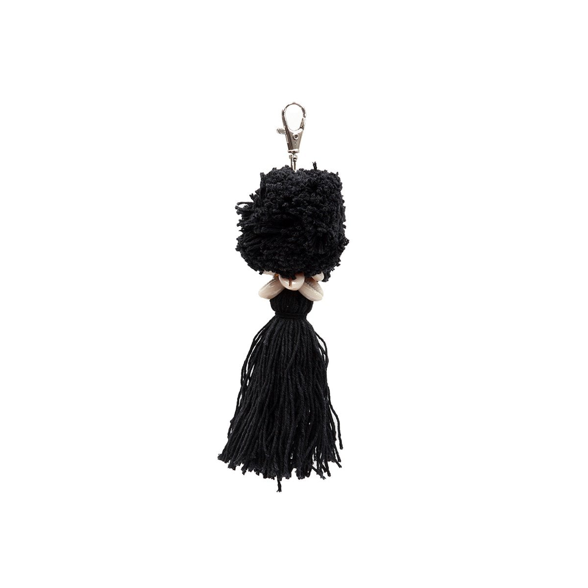 Cotton Pompom Keychain - Soft Black Bag or Key Charm